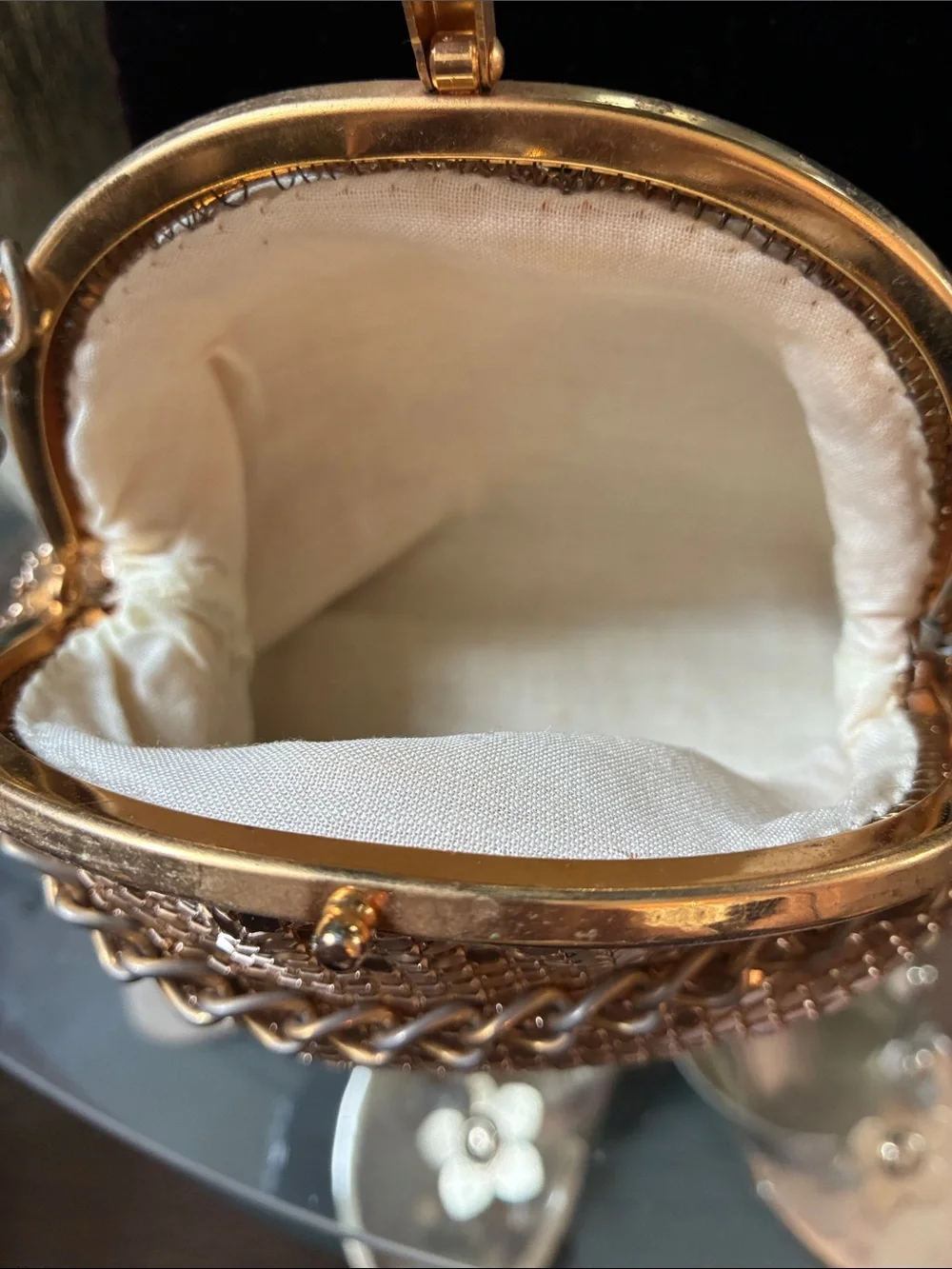 Vintage Gold Mesh Evening Clutch